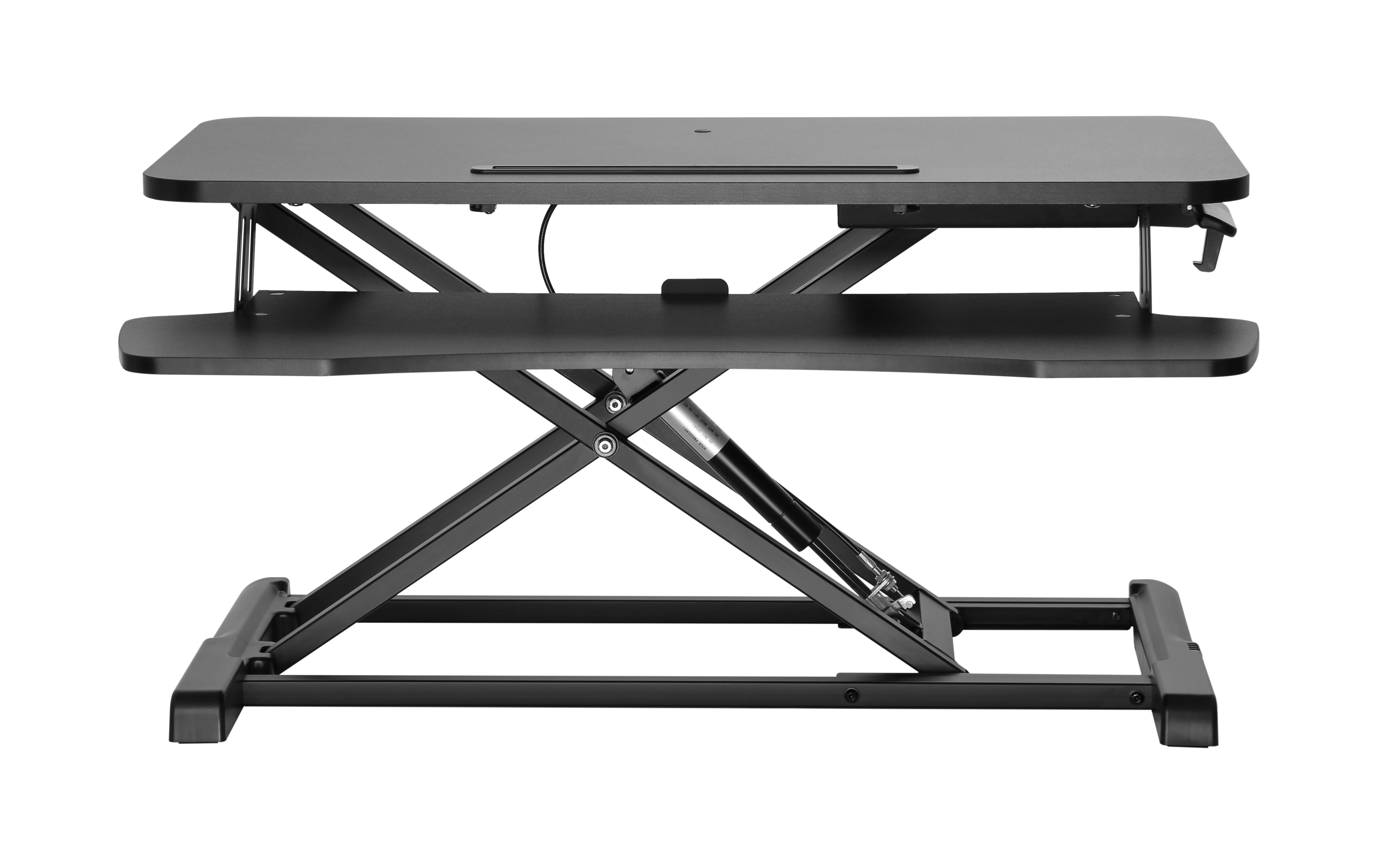 OCOMMO Standing Desk, Height Adjustable Desk Riser for Home Office or Office Desk, 31.5 Inch Computer Desk Workstation, Dual Monitor Stand and Laptop Stand with Ergonomic Keyboard Tray, Black
